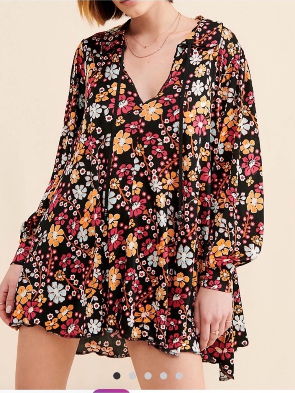 Free People Daisy Jane Mini Dress Small Botanical Floral Boho